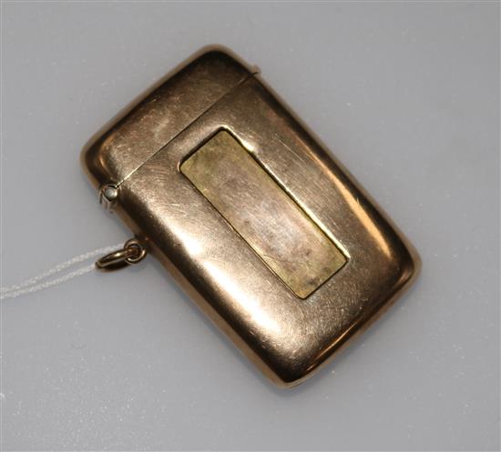 A George V 9ct gold vesta case, 2.25in.